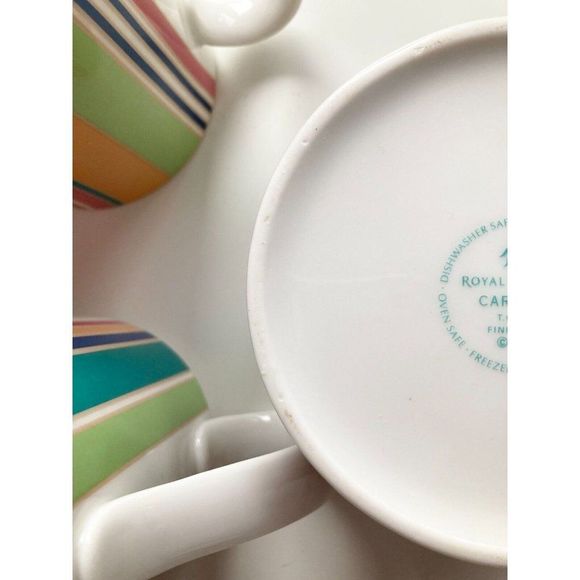 3 Piece ROYAL DOULTON Carnival T.C.1299 Striped Mug Sugar Bowl Creamer Set - Picture 11 of 16